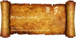 Mityin Zorán névjegykártya